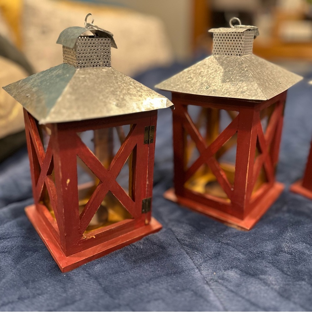 Rustic Red Lantern Set - Picture 7 of 10